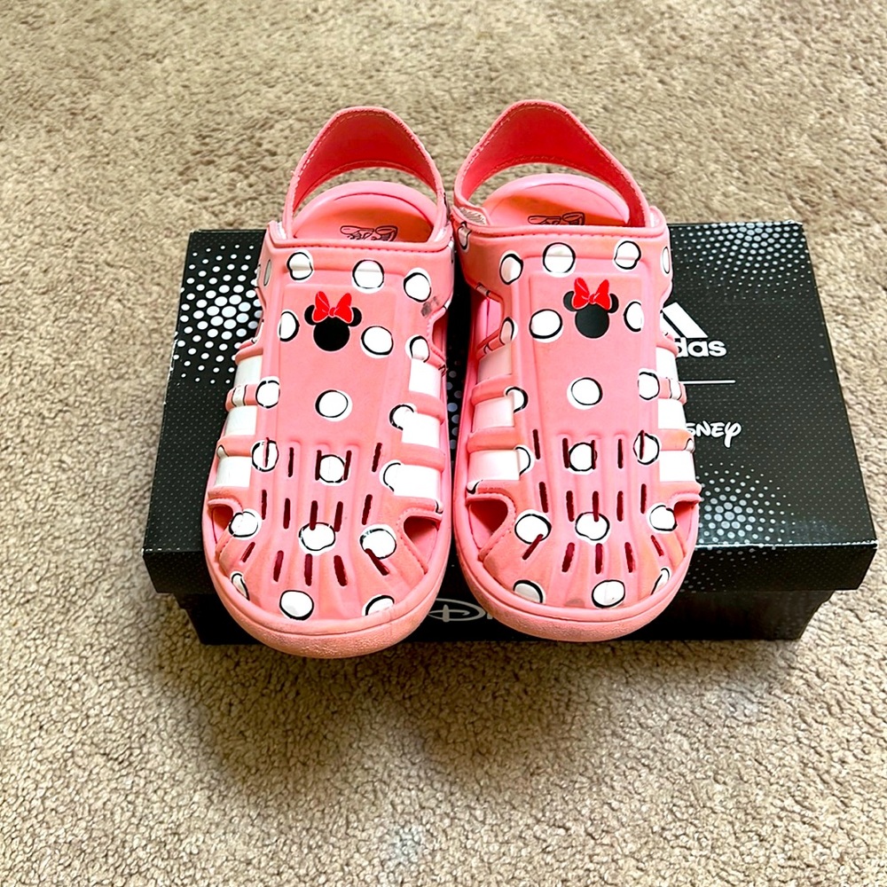 Water sandals, Crocs & Addidas, Mini Mouse, Disney sandals, size 1, pink sandals